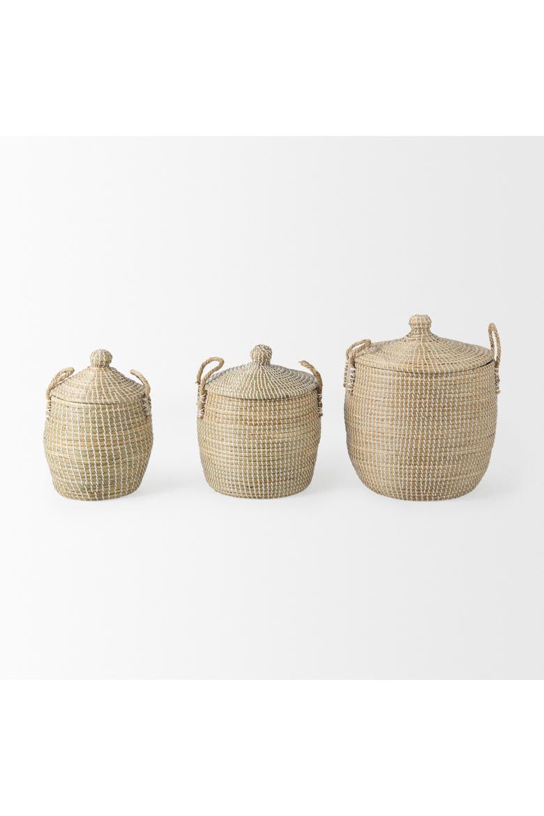 Olivia Seagrass Basket with Lid and Handles, Alternate, color, Beige