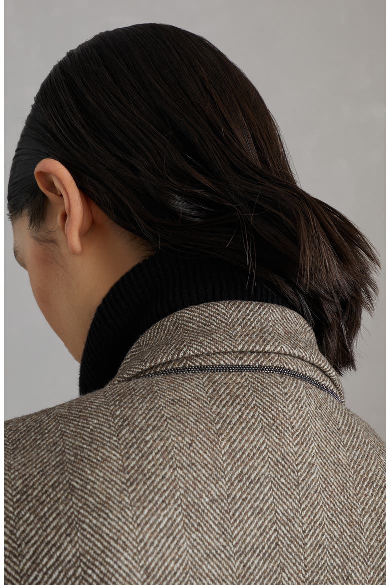Carded chevron blazer, Alternate, color, Brown