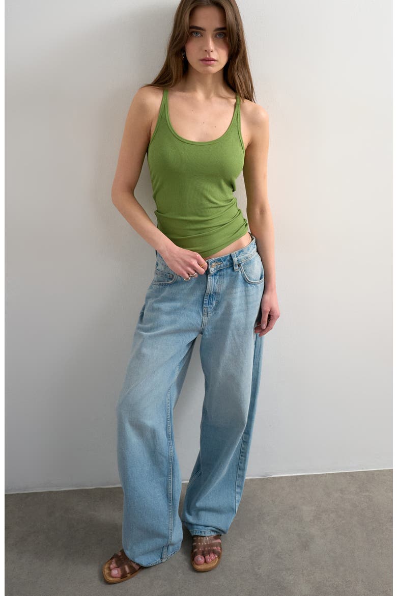 Rib Knit Racerback Tank, Main, color, GREEN