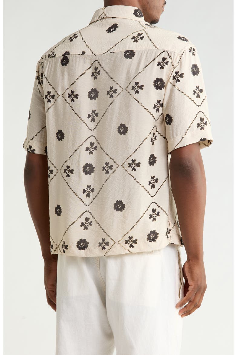 Floral Textured Short Sleeve Button-Up Shirt, Alternate, color, ECRU