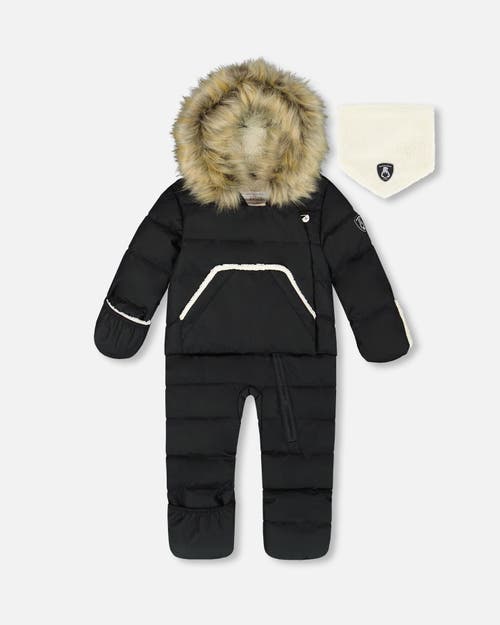 Deux Par Deux Gender Inclusive One-piece Snug Snowsuit Designed For Car Seat In Black