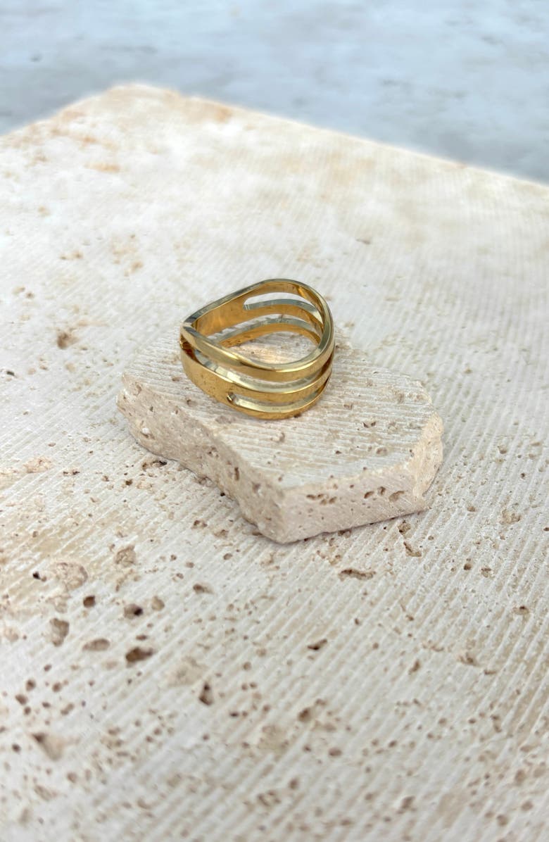 Adornia 18K Gold Plated Cutout Band Ring, Alternate, color, Gold