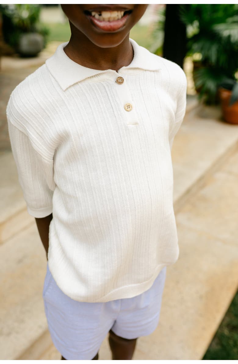 Little Paper Kids Sterling Short Sleeve Sweater, Alternate, color, Cream