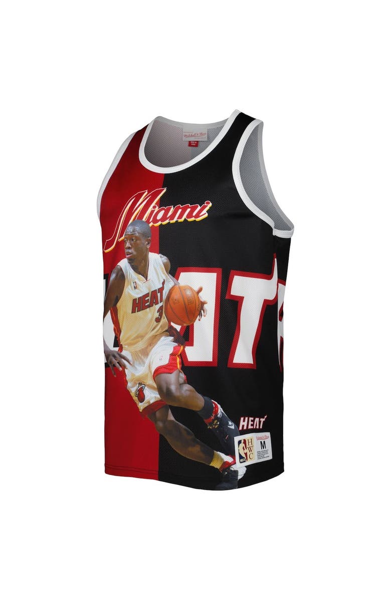 Mitchell & Ness Men's Mitchell & Ness Dwyane Wade Black/Red Miami Heat Sublimated Player Tank Top, Alternate, color, 