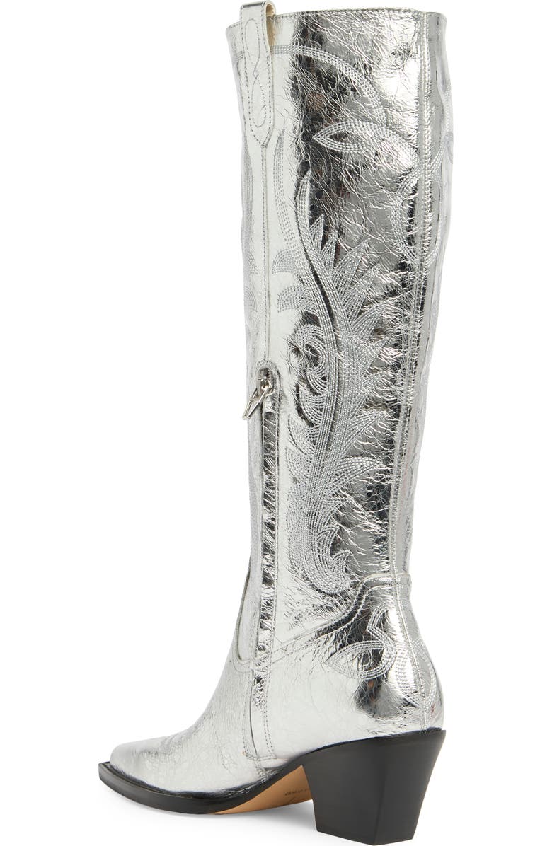 Dolce Vita Ryatt Clip Toe Western Boot, Alternate, color, Silver Distressed Leather