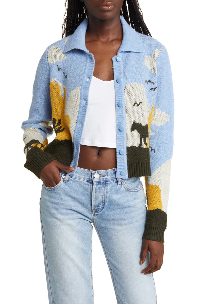 SOMETHING NEW Beth Collar Cardigan, Main, color, 