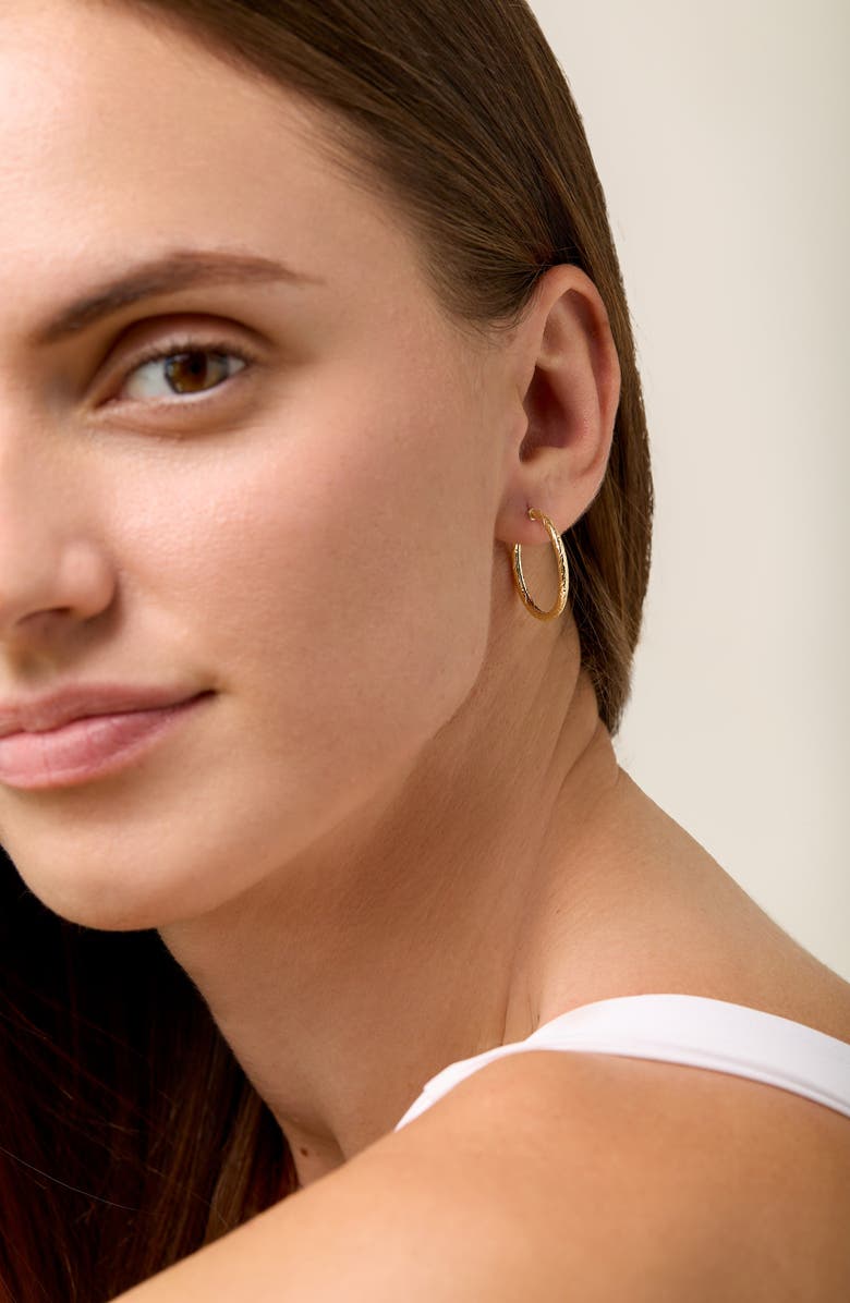 Bony Levy 14K Gold Textured Hoop Earrings, Alternate, color, 14K Yellow Gold