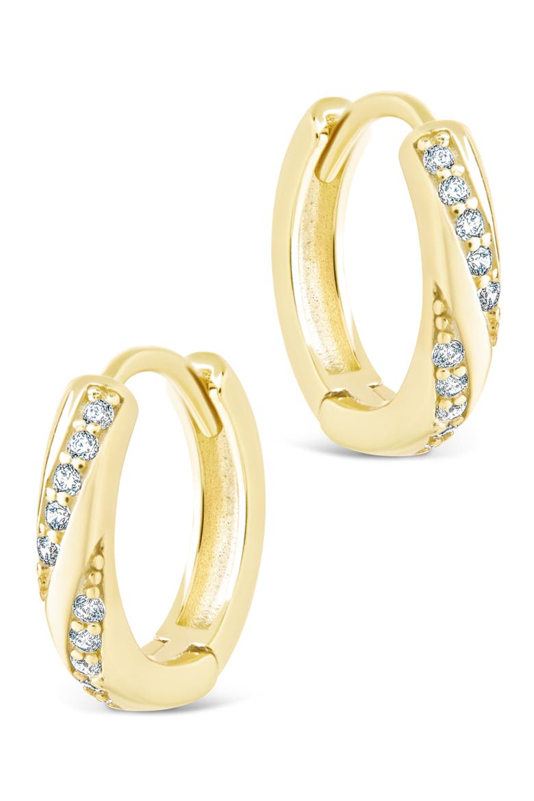 Adelise Cubic Zirconia Hoop Earrings, Alternate, color, GOLD