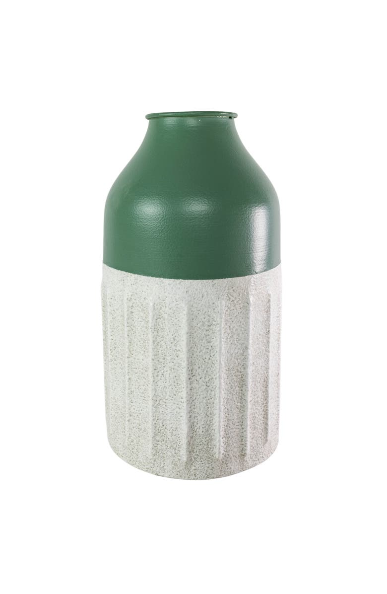 Foreside Home and Garden Dipped Sandy Vase Green Metal, Main, color, Green