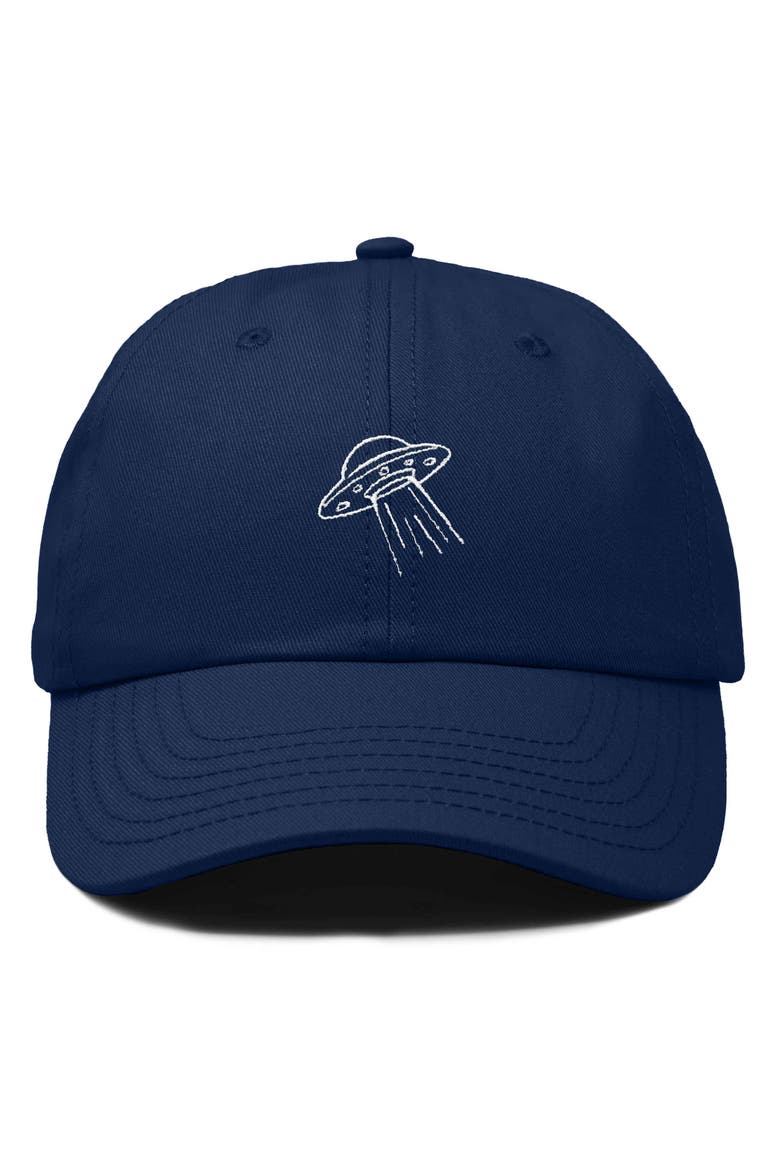 UFO Embroidered Adjustable Dad Cap, Main, color, Navy Blue