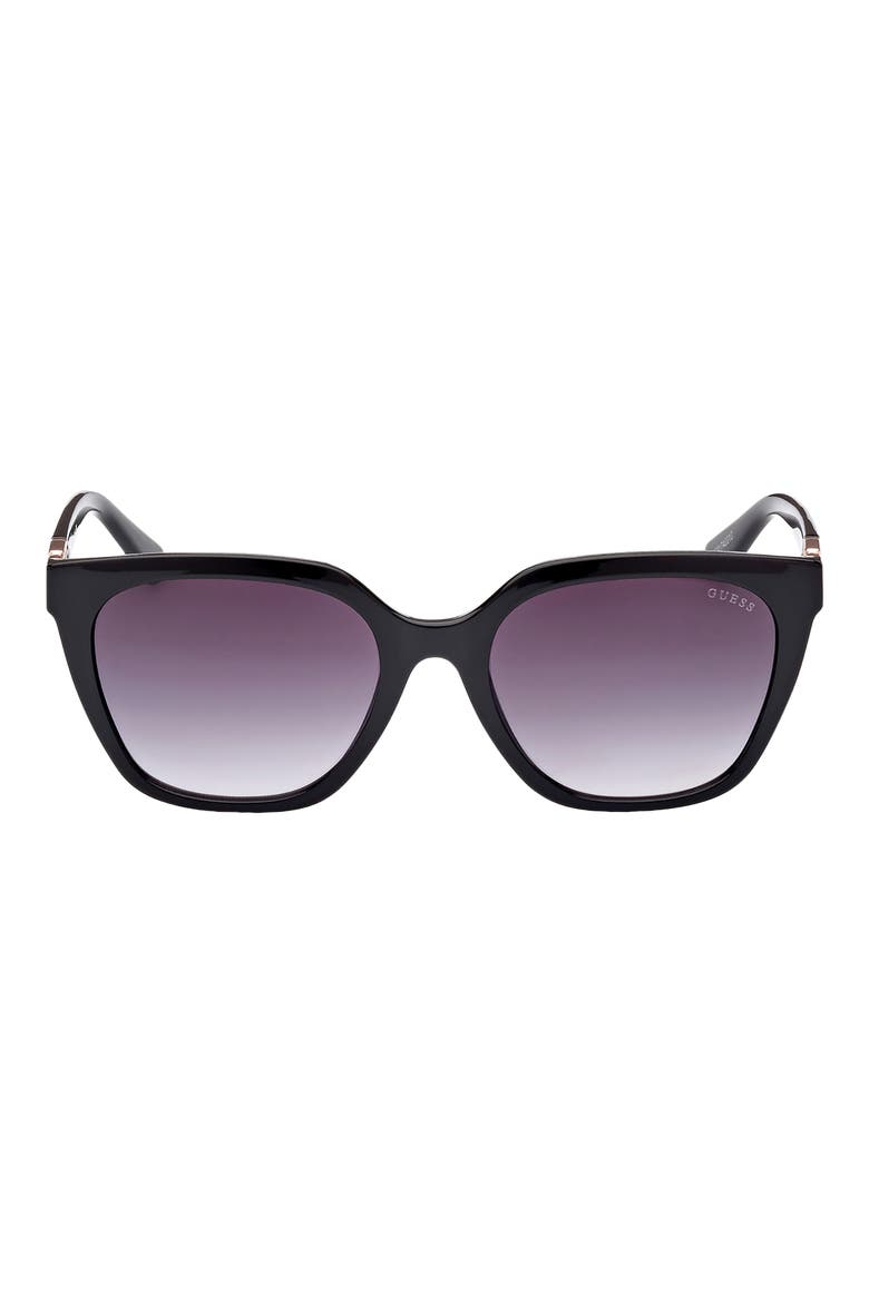 55mm Gradient Square Sunglasses, Main, color, SHINY BLACK / GRADIENT SMOKE