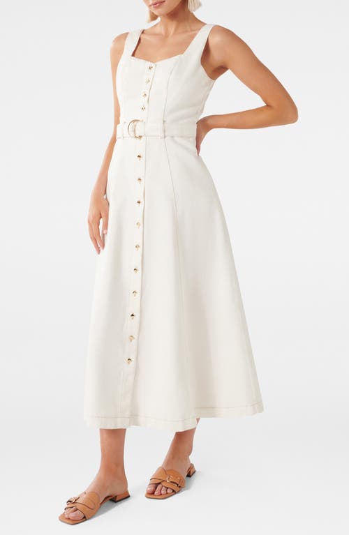 Ever New Maja Belted Denim Midi Dress In Gray