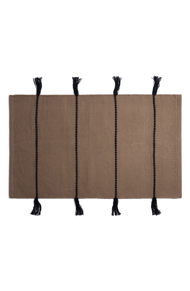 Parachute Tassel Organic Cotton Bath Mat, Main, color, Warm Grey And Soft Black