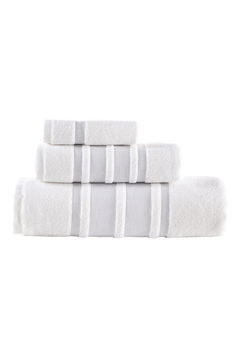 Contrast Border 6-Piece Towel Set, Main, color, SILVER