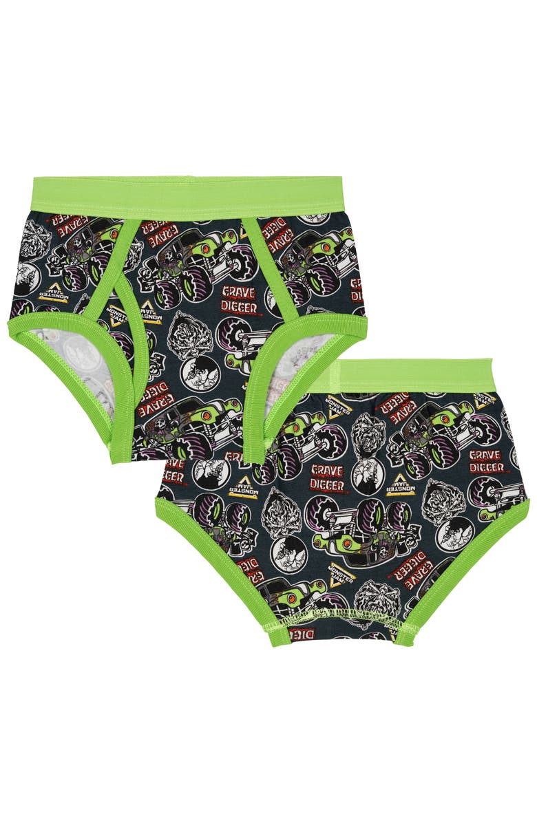 Monster Jam 5-Pack Cotton Briefs, Alternate, color, Grave Digger Megalodon