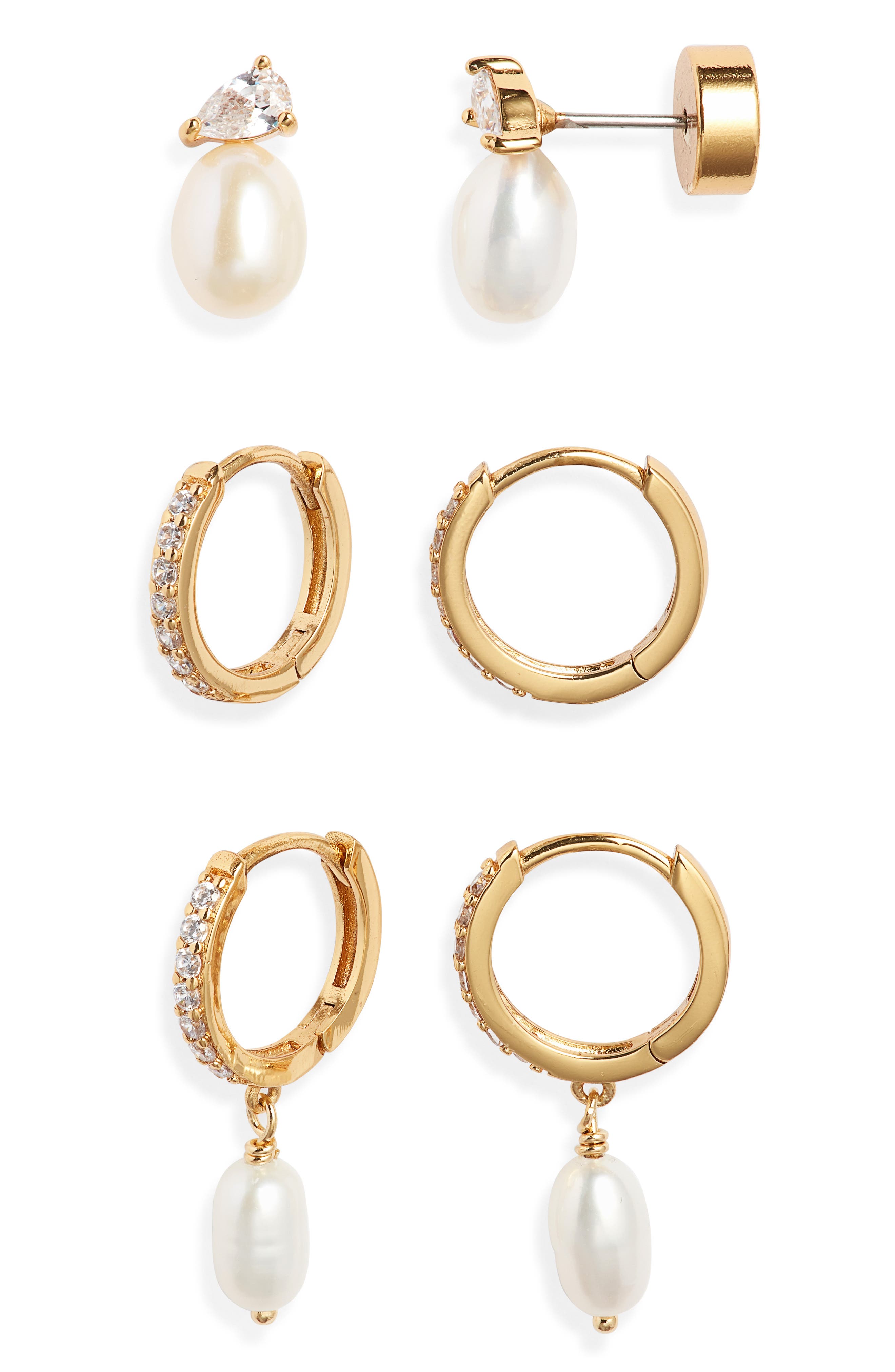 Nordstrom Set of 3 Stud and Hoop Earrings