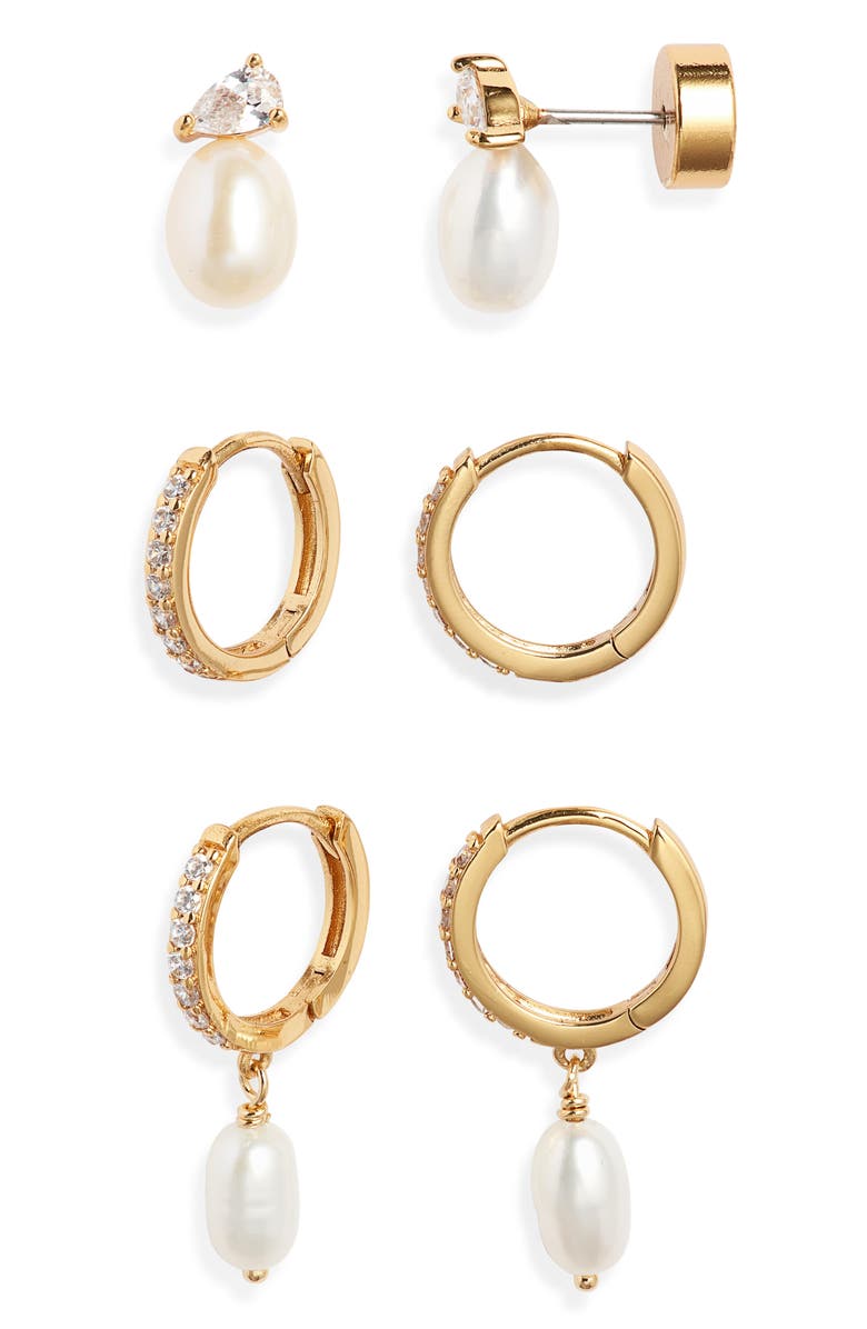 Nordstrom Set of 3 Stud and Hoop Earrings, Main, color,