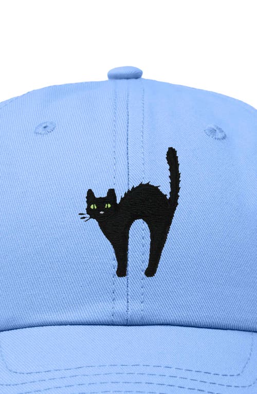 Dalix Black Cat Embroidered Casual Hat In Light Blue