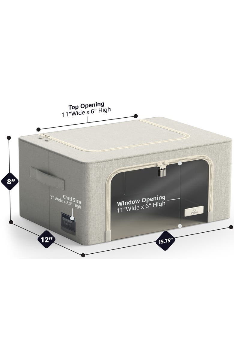 SORBUS 4-Pack Foldable Storage Boxes, Alternate, color, Beige