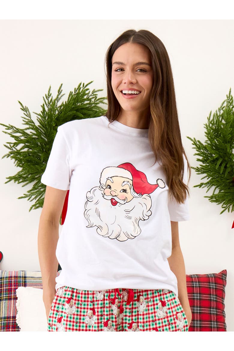 Gender Inclusive Adult Holiday Short Sleeve Graphic Tee, Alternate, color, Santa White