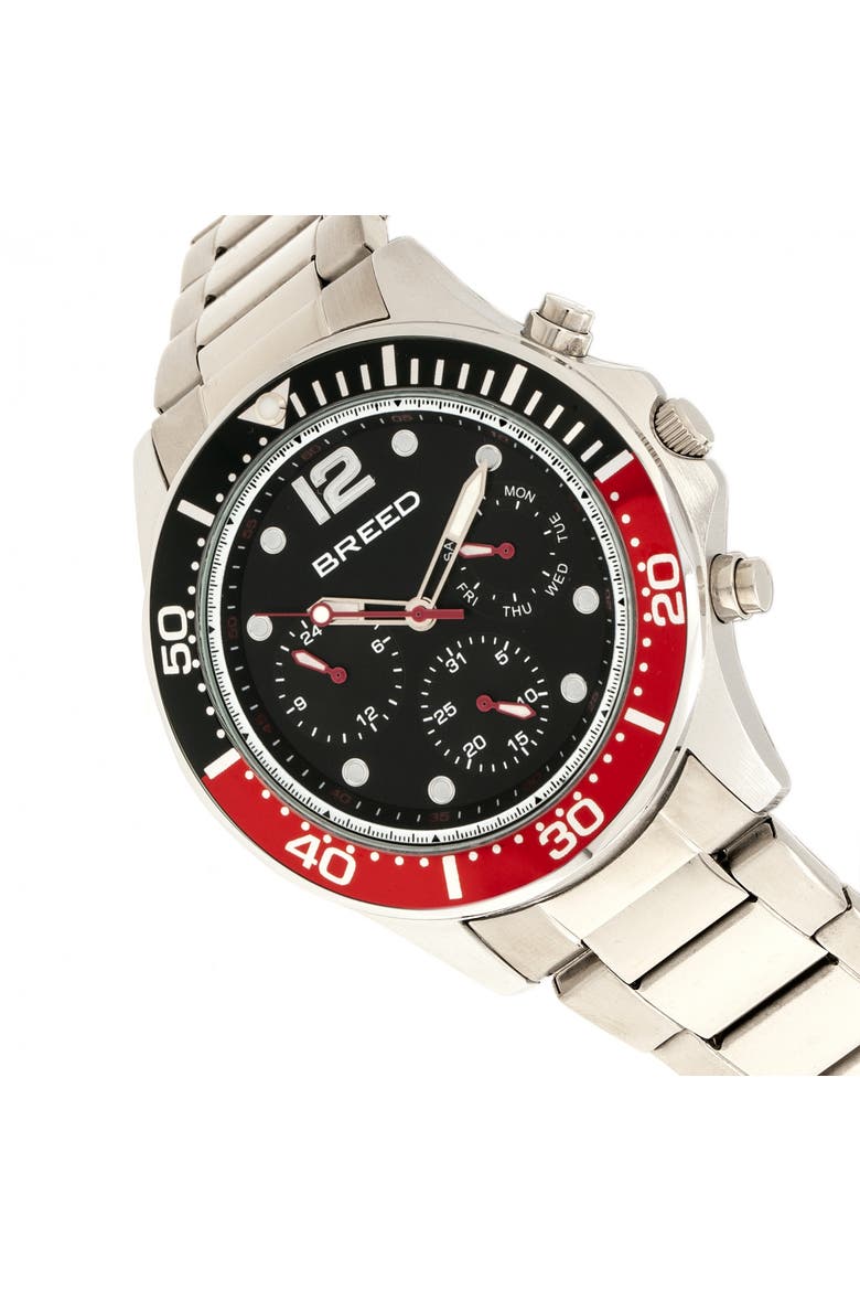 Pegasus Bracelet Watch w/Day/Date, Alternate, color, Red/Silver