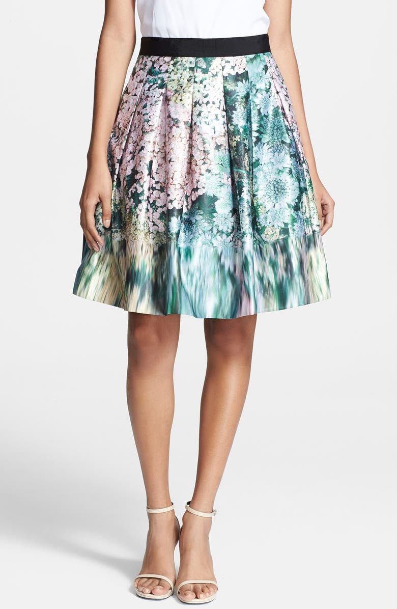 Ted Baker London 'Glitch' Floral Print A-Line Skirt, Main, color, 