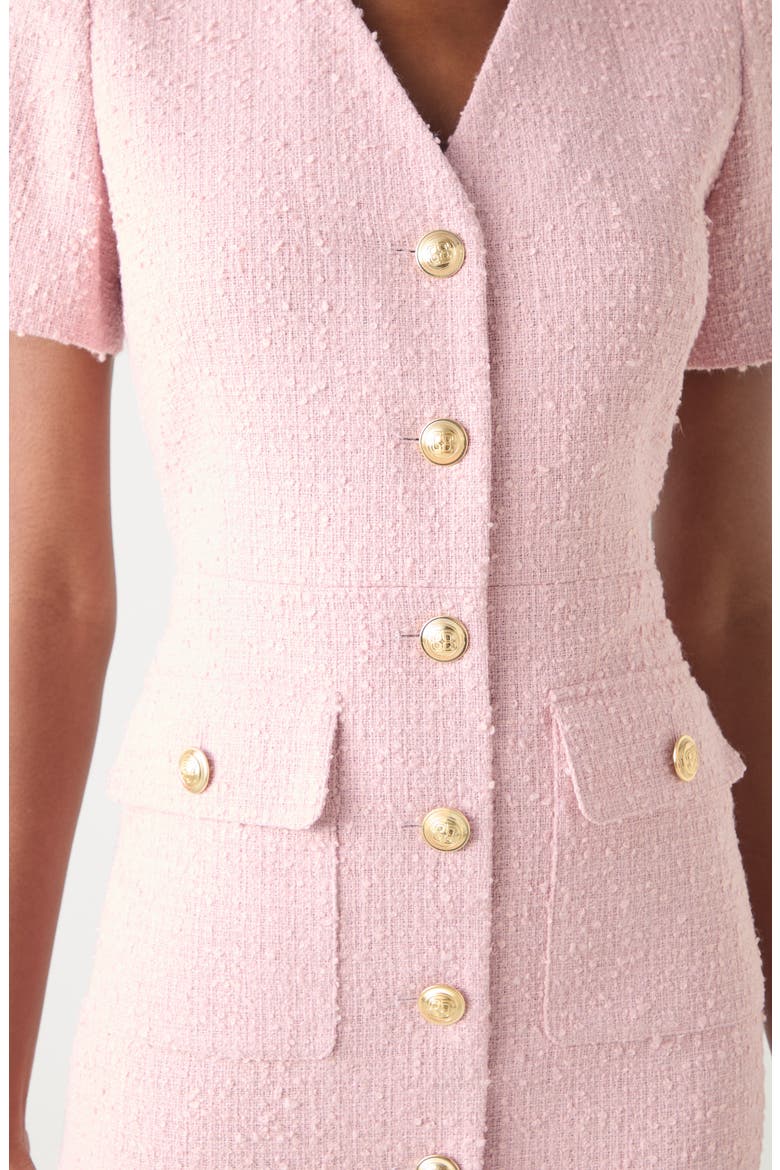 Carla Short Sleeve Tweed Sheath Dress, Alternate, color, PINK