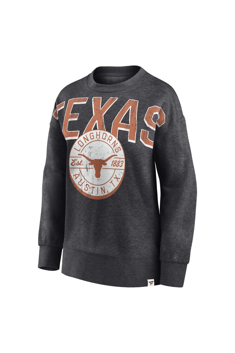 Women's Fanatics Branded Heathered Charcoal Texas Longhorns Jump Distribution Pullover Sweatshirt, Alternate, color, Heather Charcoal