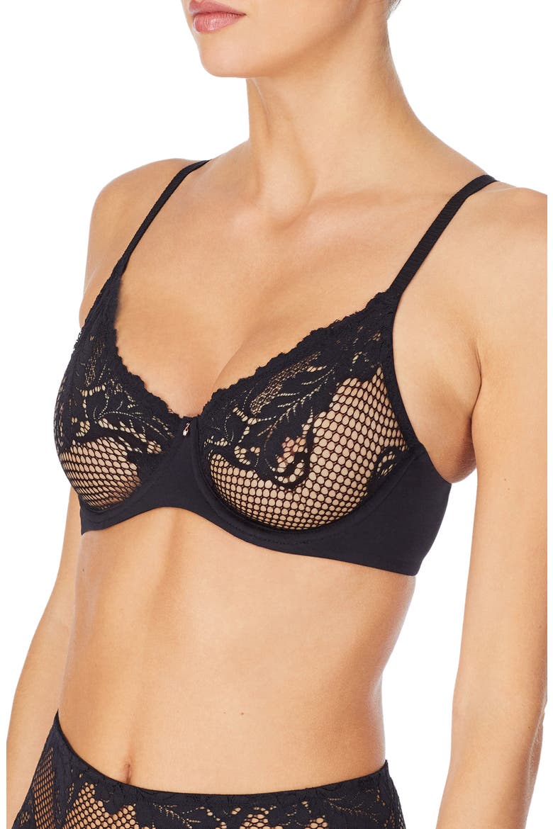 Lace Allure Unlined Underwire Bra, Alternate, color, BLACK