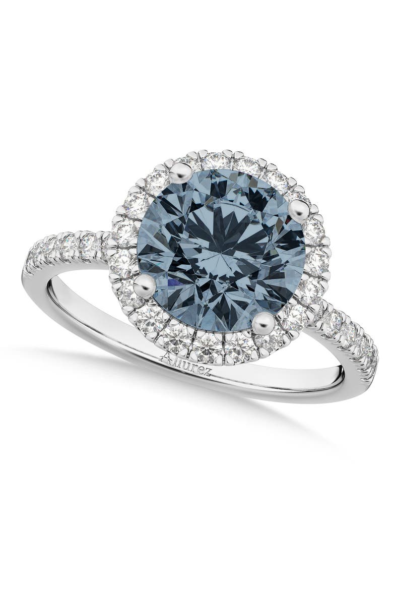 Halo Gray Spinel & Diamond Engagement Ring 14K, Main, color, 1.90ct/White Gold
