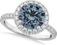 ALLUREZ Halo Gray Spinel & Diamond Engagement Ring 14K