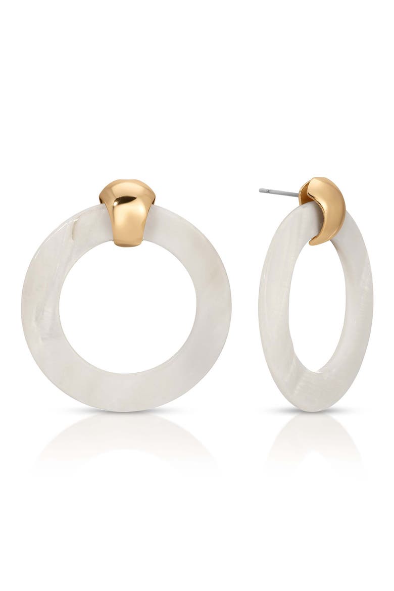 Mother-of-Pearl Open Ring Earrings, Main, color, GOLD