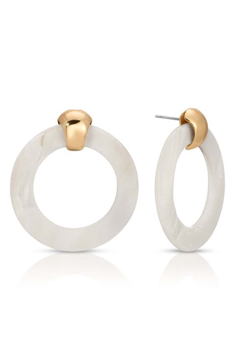 Mother-of-Pearl Open Ring Earrings