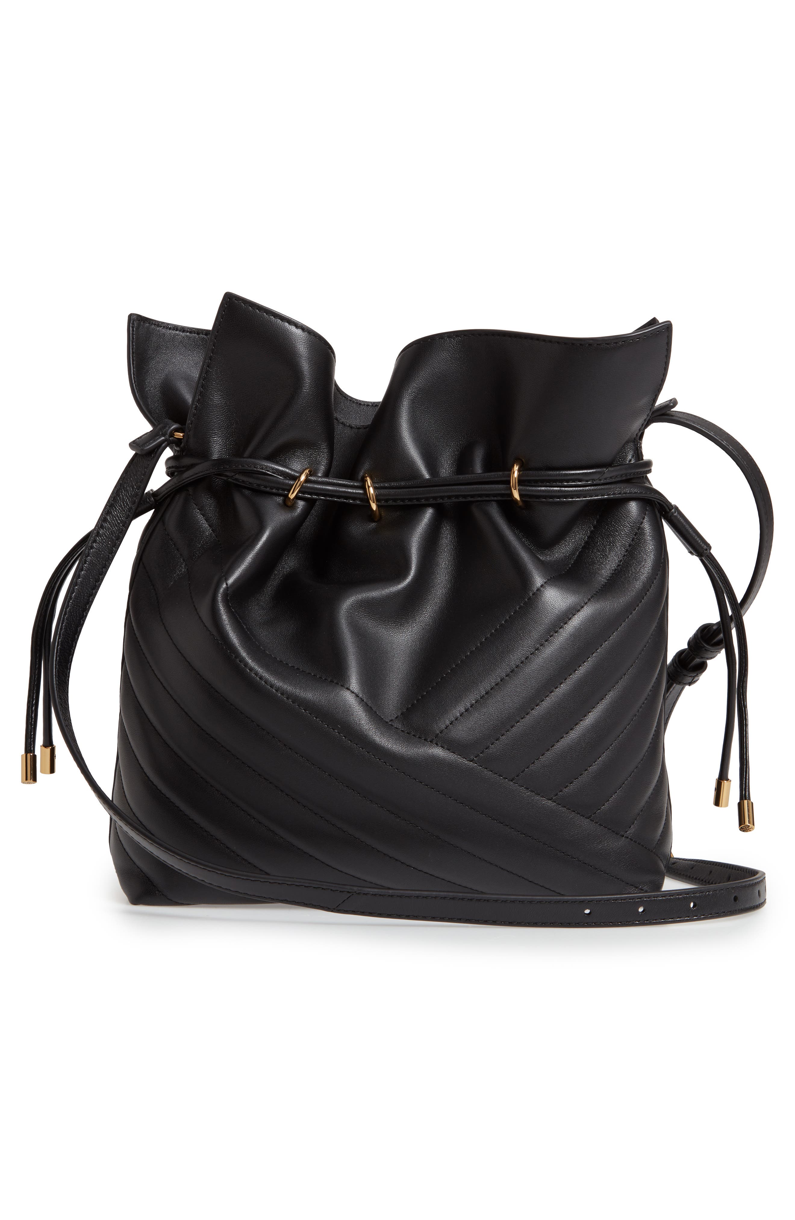 Tory Burch Kira Chevron Quilted Leather Bucket Bag, Alternate, color, 