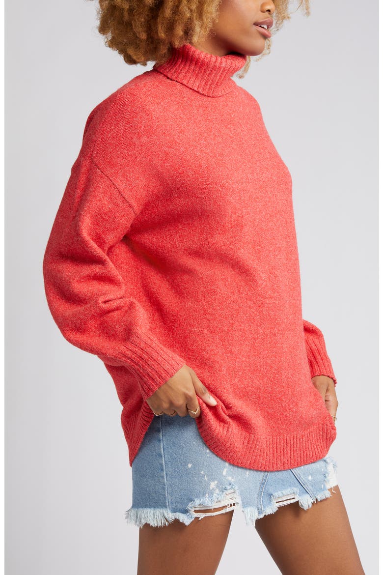 Oversize Turtleneck Sweater, Alternate, color, RED SALSA