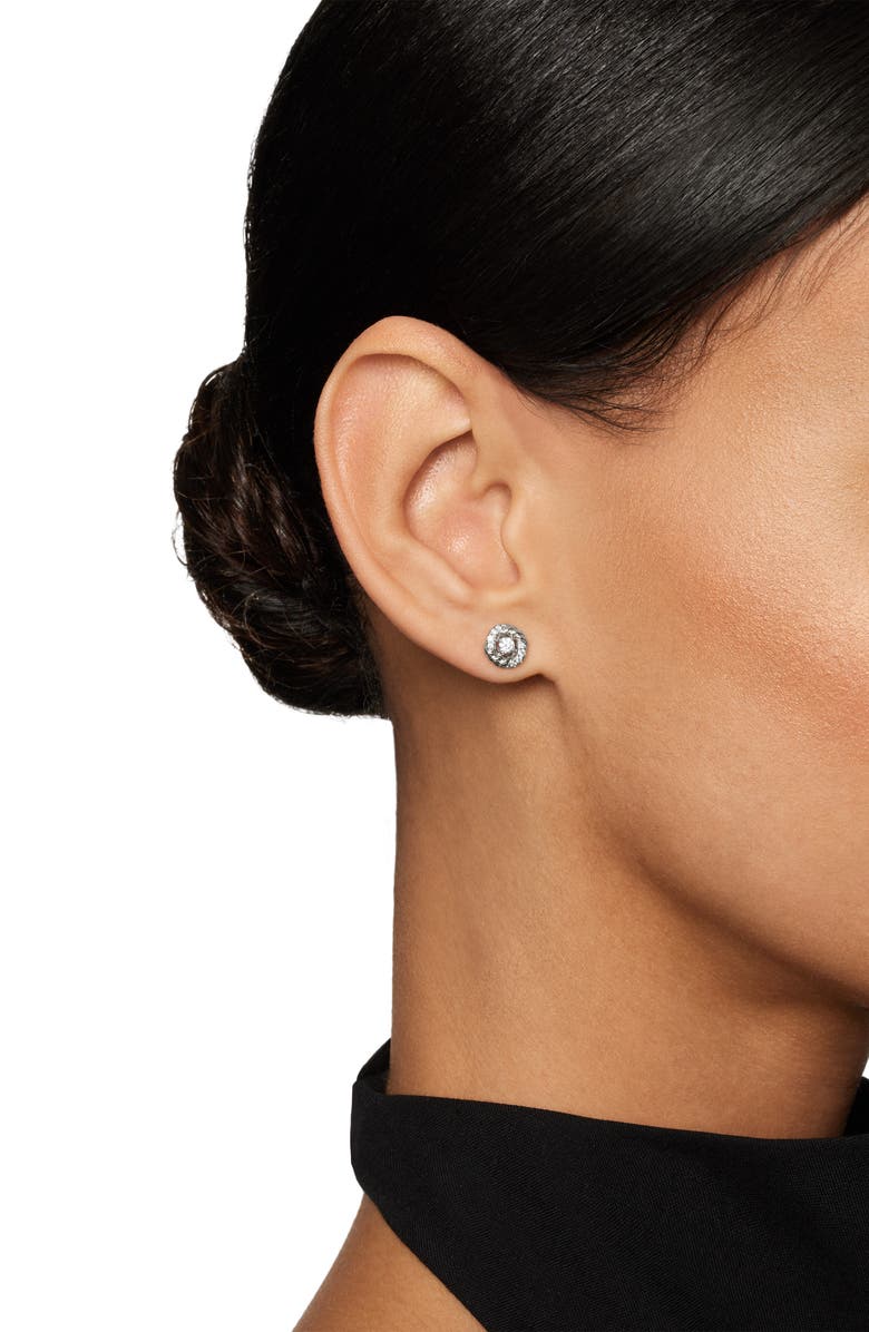 David Yurman Petite Infinity Stud Earrings with Diamonds in Sterling Silver, Alternate, color, Diamond/ Silver