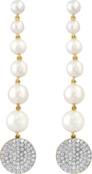 EFFY 14K Yellow Gold Fresh Water Pearl & Diamond Drop Earrings