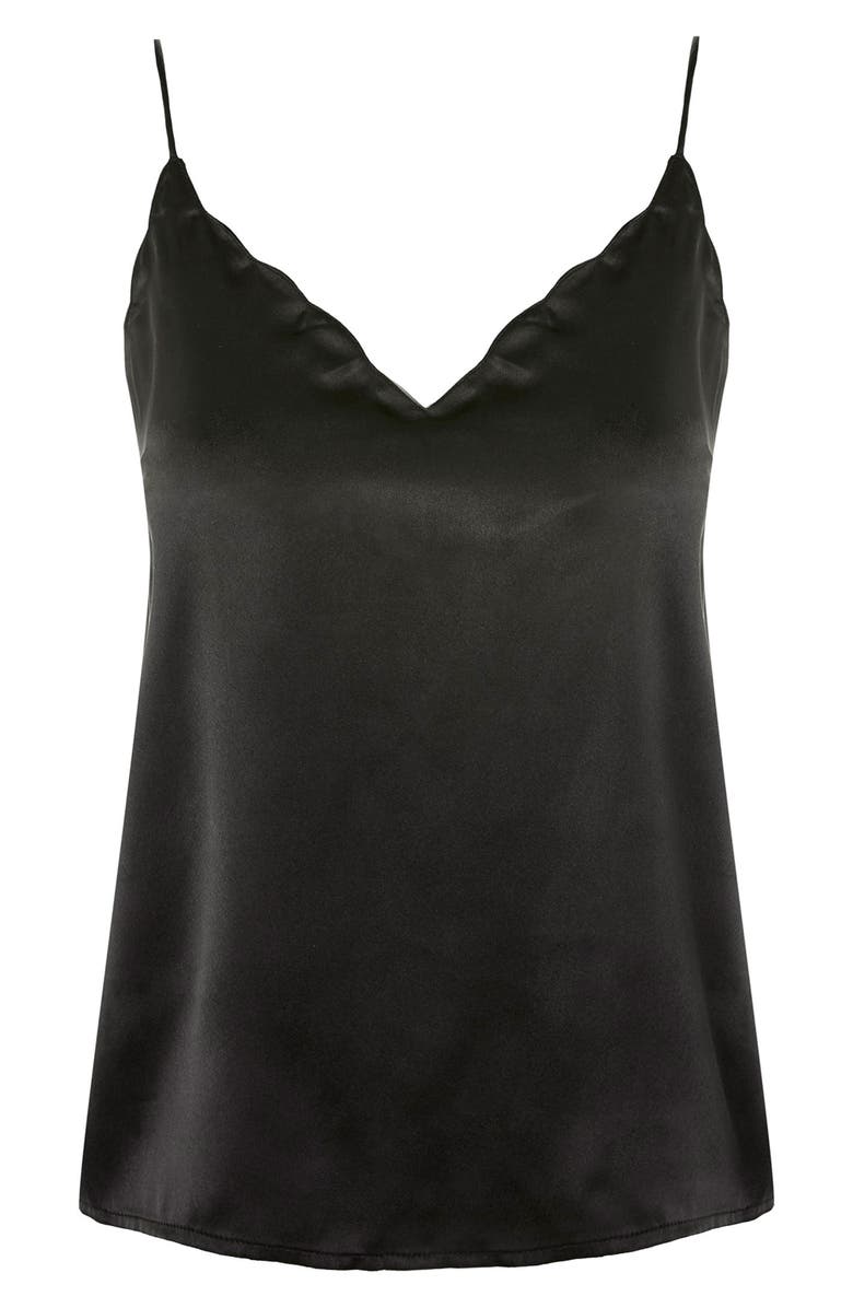 Topshop Satin Scallop Cami, Alternate, color,
