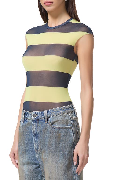 Shop Afrm Nina Print Cap Sleeve Mesh Top In Lime Rugby