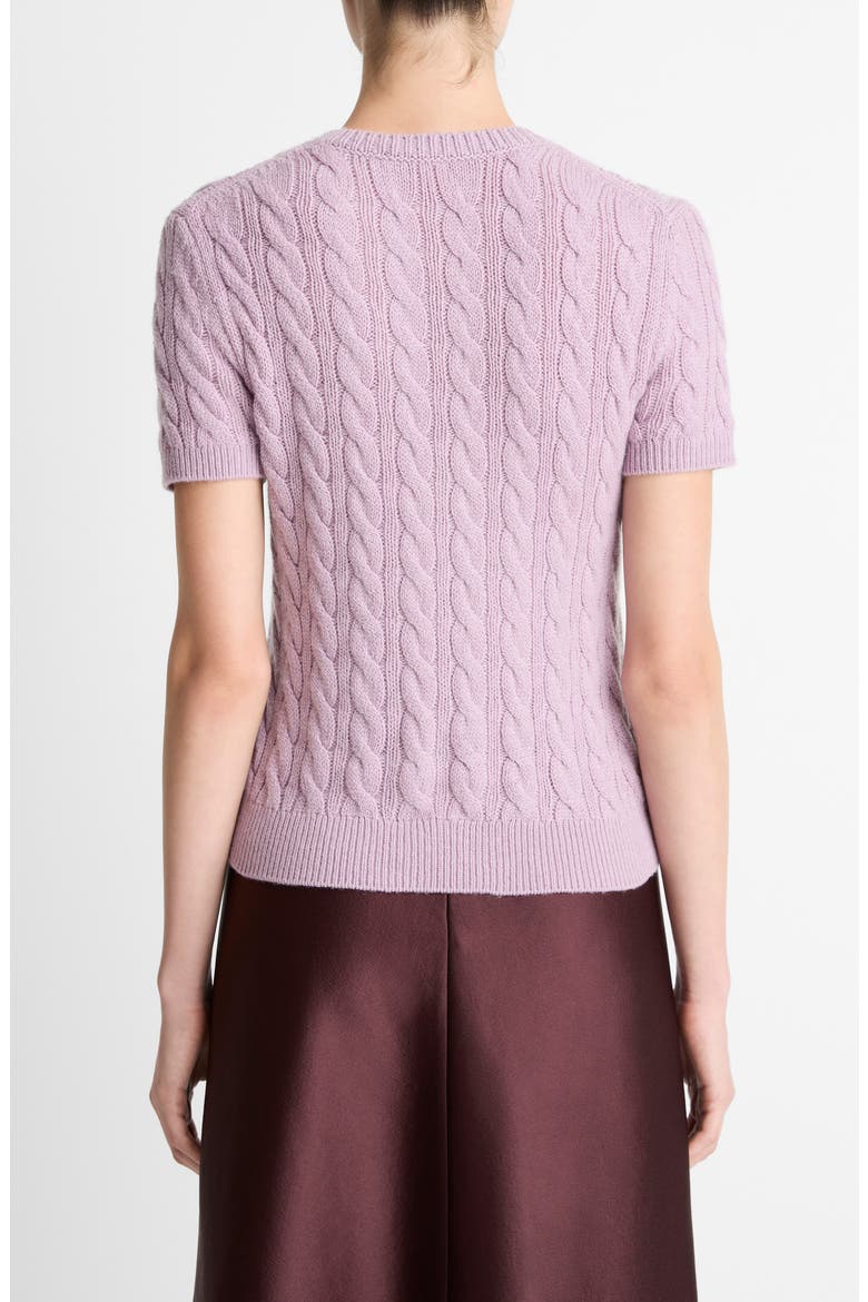 Cable Short Sleeve Sweater, Alternate, color, AMETHYST