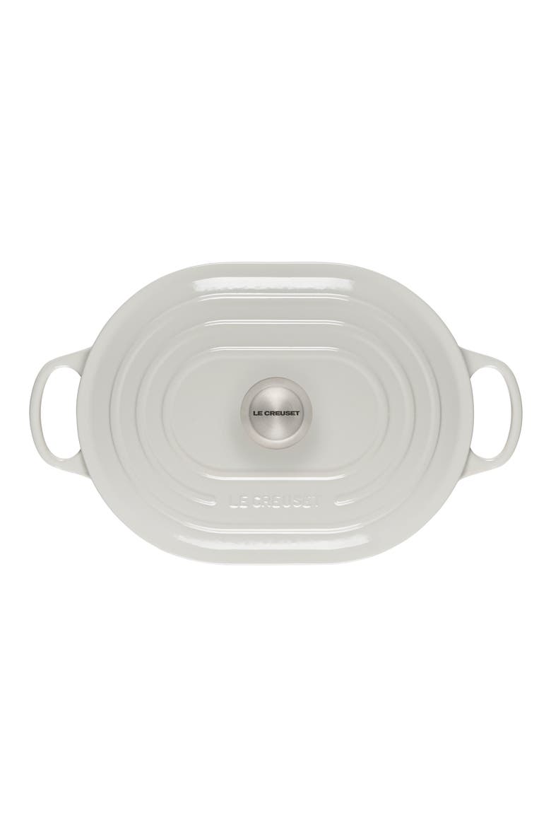 3.75-Quart Oval Enameled Cast Iron Casserole, Alternate, color, WHITE