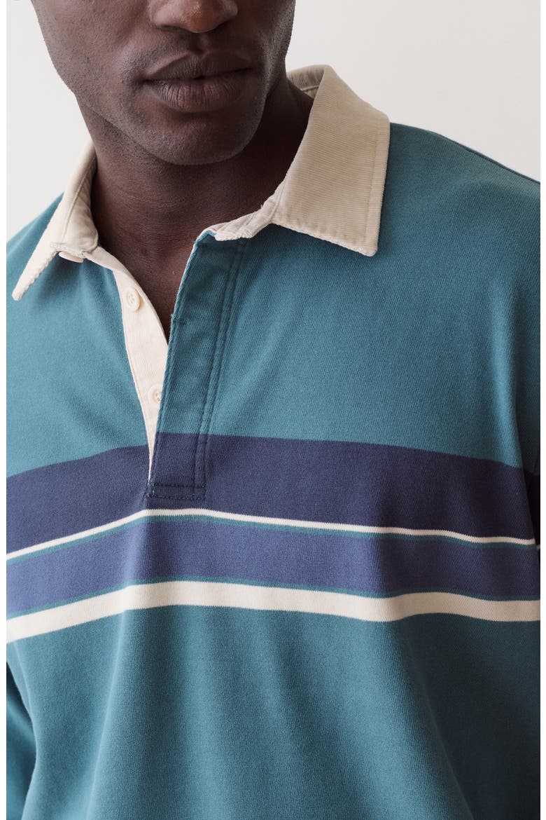 Stripe Organic Cotton Rugby Polo, Alternate, color, HYDRO