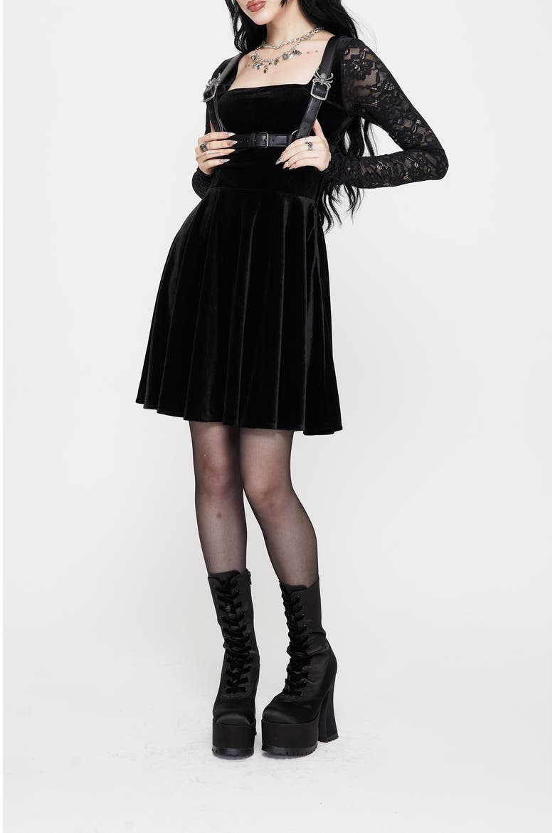 Long Sleeve Flared Mini Dress, Alternate, color, Black