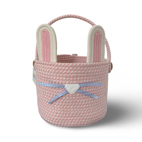 Ramus & Co Bunny Rope Spring Basket In Pink