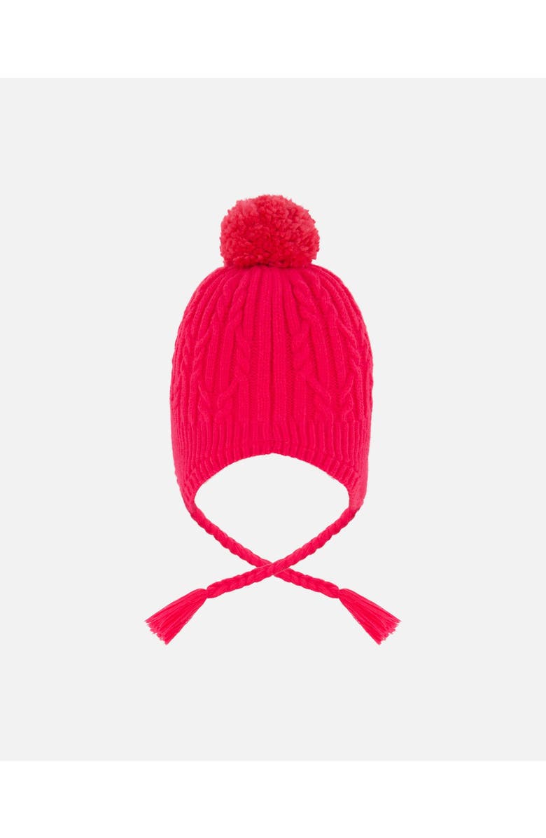 Deux par Deux Lined Winter Hat with Pompom, Alternate, color, Flash Coral