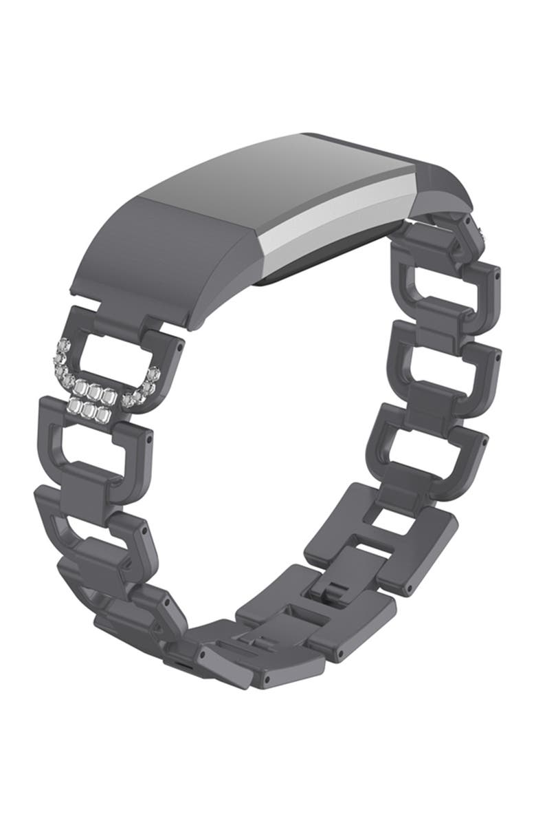 The Posh Tech Large Alloy Band with Rhinestones for Fitbit Charge 2 - Black, Main, color, 