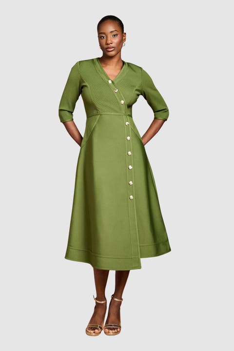 Bandage V-Neck Midi Dress