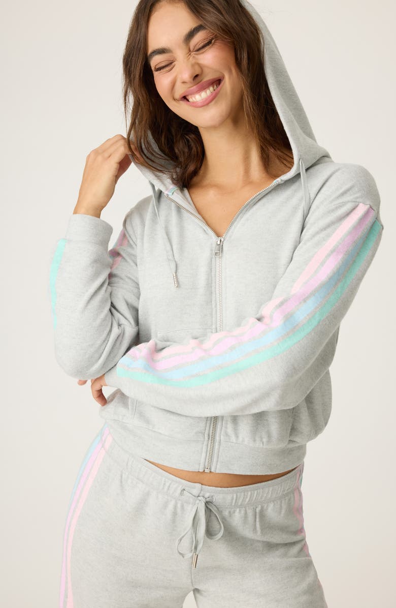 PJ Salvage Roll with It Peachy Jersey Hoodie, Alternate, color, Heather Grey