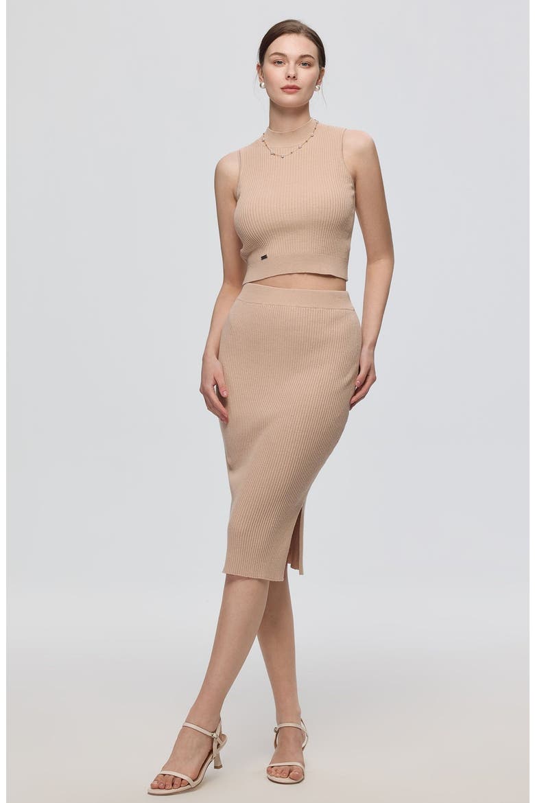 Sera Rib Knit Skirt, Main, color, Tan