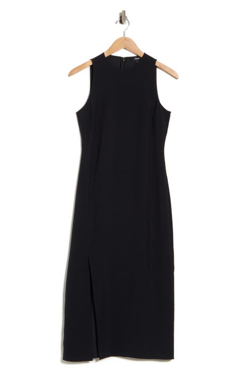 Halter Neck Slit Seam Midi Dress